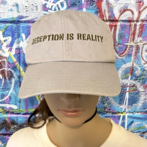 Vintage Y2K Deception is Reality Embroidered 100% Cotton Baseball Hat St… Vintage Y2K Unstructured Strapback Hat Baseball Cap the  main image 2